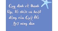 Quy định về thành lập, tổ chức và hoạt động của Quỹ Hỗ trợ nông dân