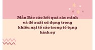 Mẫu Báo cáo kết quả xác minh và đề xuất sử dụng trong khiếu nại tố cáo trong tố tụng hình sự