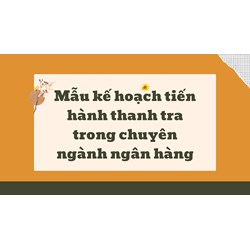 Mẫu kế hoạch tiến hành thanh tra trong chuyên ngành ngân hàng