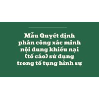Mẫu Quyết định phân công xác minh nội dung khiếu nại (tố cáo) sử dụng trong tố tụng hình sự