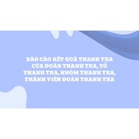 Báo cáo kết quả thanh tra của Đoàn thanh tra, Tổ thanh tra, Nhóm thanh tra, thành viên Đoàn thanh tra