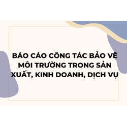 Báo cáo công tác bảo vệ môi trường trong sản xuất, kinh doanh, dịch vụ