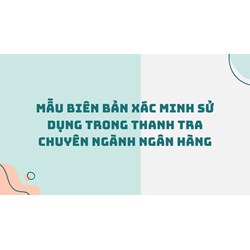 Mẫu Biên bản xác minh sử dụng trong thanh tra chuyên ngành ngân hàng