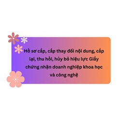 Hồ sơ cấp, cấp thay đổi nội dung, cấp lại, thu hồi, hủy bỏ hiệu lực Giấy chứng nhận doanh nghiệp khoa học và công nghệ