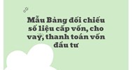 Mẫu Bảng đối chiếu số liệu cấp vốn, cho vay, thanh toán vốn đầu tư