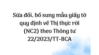 Mẫu giấy tờ quy định về Thị thực rời (NC2) theo Thông tư 22/2023/TT-BCA