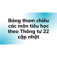 Bảng tham chiếu các môn tiểu học theo Thông tư 22 mới nhất