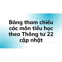 Bảng tham chiếu các môn tiểu học theo Thông tư 22 mới nhất