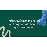 Mẫu Quyết định thu hồi tài sản trong lĩnh vực thanh tra quản lý nhà nước