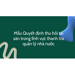 Mẫu Quyết định thu hồi tài sản trong lĩnh vực thanh tra quản lý nhà nước