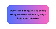 Quy trình bảo quản vật chứng trong thi hành án dân sự thực hiện như thế nào?