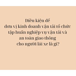 Điều kiện để đơn vị kinh doanh vận tải tổ chức tập huấn nghiệp vụ vận tải và an toàn giao thông cho người lái xe là gì?