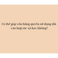 Có thể góp vốn bằng quyền sử dụng đất vào hợp tác xã hay không?