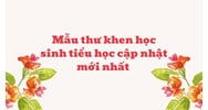 Mẫu thư khen học sinh tiểu học cho năm học mới nhất