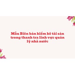 Mẫu Biên bản kiểm kê tài sản trong thanh tra lĩnh vực quản lý nhà nước