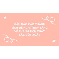 Mẫu báo cáo thành tích đề nghị truy tặng về thành tích xuất sắc đột xuất