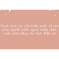 Danh sách các cửa khẩu quốc tế cho phép người nước ngoài nhập cảnh, xuất cảnh bằng thị thực điện tử