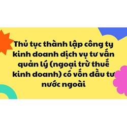 Thủ tục thành lập công ty tư vấn quản lý có vốn đầu tư nước ngoài
