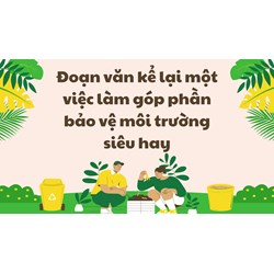 Đoạn văn kể lại một việc làm góp phần bảo vệ môi trường siêu hay