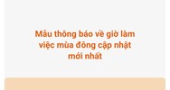 Mẫu thông báo về giờ làm việc mùa đông mới nhất