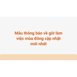 Mẫu thông báo về giờ làm việc mùa đông mới nhất
