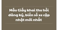 Mẫu Giấy khai thu hồi đăng ký, biển số xe cập nhật mới nhất