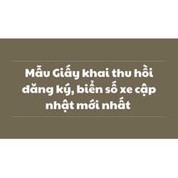 Mẫu Giấy khai thu hồi đăng ký, biển số xe cập nhật mới nhất