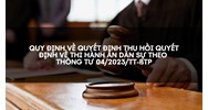 Quy định về quyết định thu hồi quyết định về thi hành án dân sự