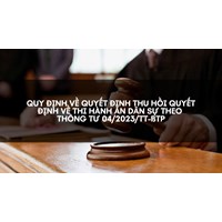 Quy định về quyết định thu hồi quyết định về thi hành án dân sự
