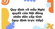 Quy định về mẫu Nghị quyết của Hội đồng nhân dân cấp tỉnh (quy định trực tiếp)