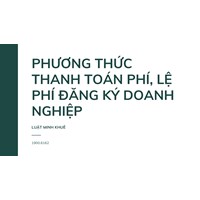 Phương thức thanh toán phí, lệ phí đăng ký doanh nghiệp