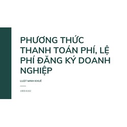 Phương thức thanh toán phí, lệ phí đăng ký doanh nghiệp