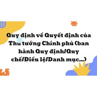 Quy định về Quyết định của Thủ tướng Chính phủ (ban hành Quy định/Quy chế/Điều lệ/Danh mục...)