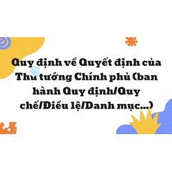 Quy định về Quyết định của Thủ tướng Chính phủ (ban hành Quy định/Quy chế/Điều lệ/Danh mục...)