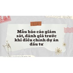 Mẫu báo cáo giám sát, đánh giá trước khi điều chỉnh dự án đầu tư