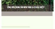 Công Viên Trung Tâm New York là có đặc biệt?