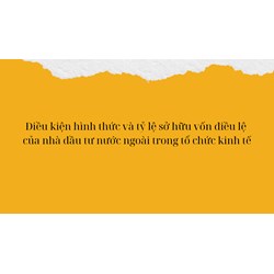 Điều kiện hình thức và tỷ lệ sở hữu vốn điều lệ của nhà đầu tư nước ngoài trong tổ chức kinh tế