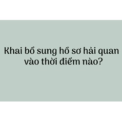 Khai bổ sung hồ sơ hải quan vào thời điểm nào?