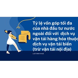 Tỷ lệ vốn góp tối đa của nhà đầu tư nước ngoài đối với  dịch vụ vận tải hàng hóa thuộc dịch vụ vận tải biển (trừ vận tải nội địa)