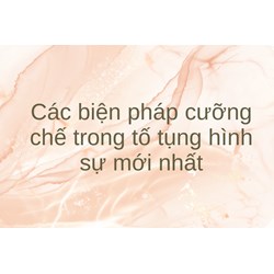 Các biện pháp cưỡng chế trong tố tụng hình sự mới nhất