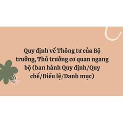 Quy định về Thông tư của Bộ trưởng, Thủ trưởng cơ quan ngang bộ (ban hành Quy định/Quy chế/Điều lệ/Danh mục)