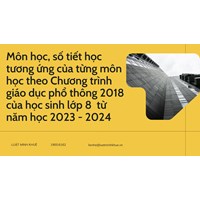 Môn học, số tiết học tương ứng của từng môn học theo Chương trình giáo dục phổ thông 2018 của học sinh lớp 8