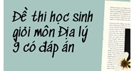 Đề thi học sinh giỏi môn Địa lý lớp 9 có đáp án