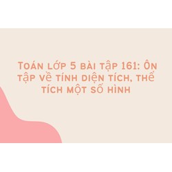 Toán lớp 5 bài tập 161: Ôn tập về tính diện tích, thể tích một số hình