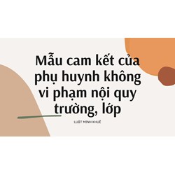 Mẫu cam kết của phụ huynh không vi phạm nội quy trường, lớp