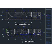 Bản vẽ nhà 2 tầng - diện tích 5x15m