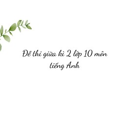 Đề thi giữa kì 2 lớp 10 môn tiếng Anh