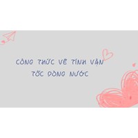 Công thức về tính vận tốc dòng nước
