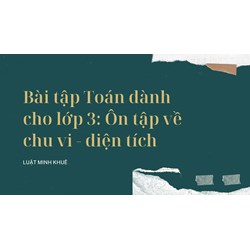 Bài tập Toán dành cho lớp 3: Ôn tập về chu vi - diện tích