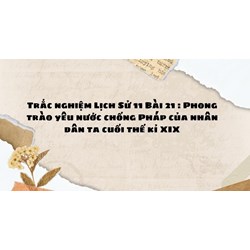 Trắc nghiệm Lịch sử 11 Bài 21: Phong trào yêu nước chống Pháp của nhân dân ta cuối thế kỉ XIX